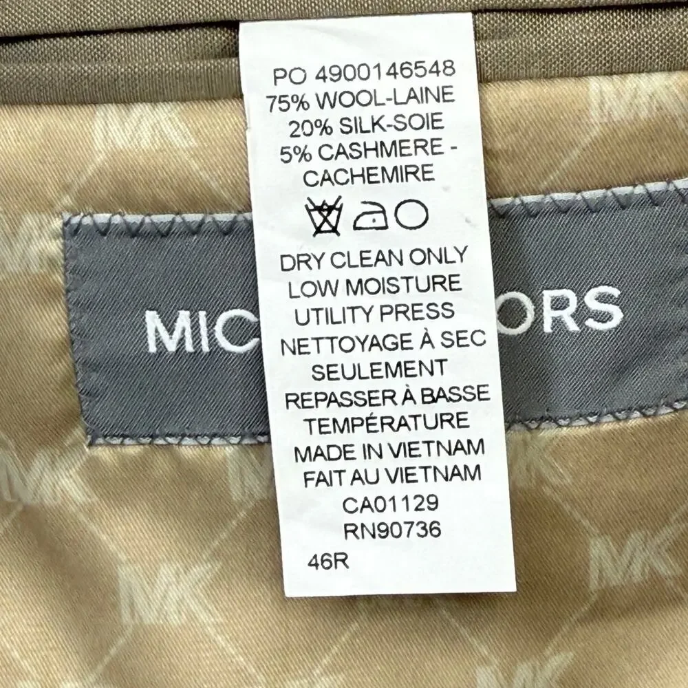Michael Kors Men's Wool Cashmere Blend Lux Classic-Fit Sport Coat Camel 46R $395